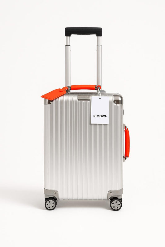High-End Aluminum Travel Suitcase - Rimowa With Orange Handles